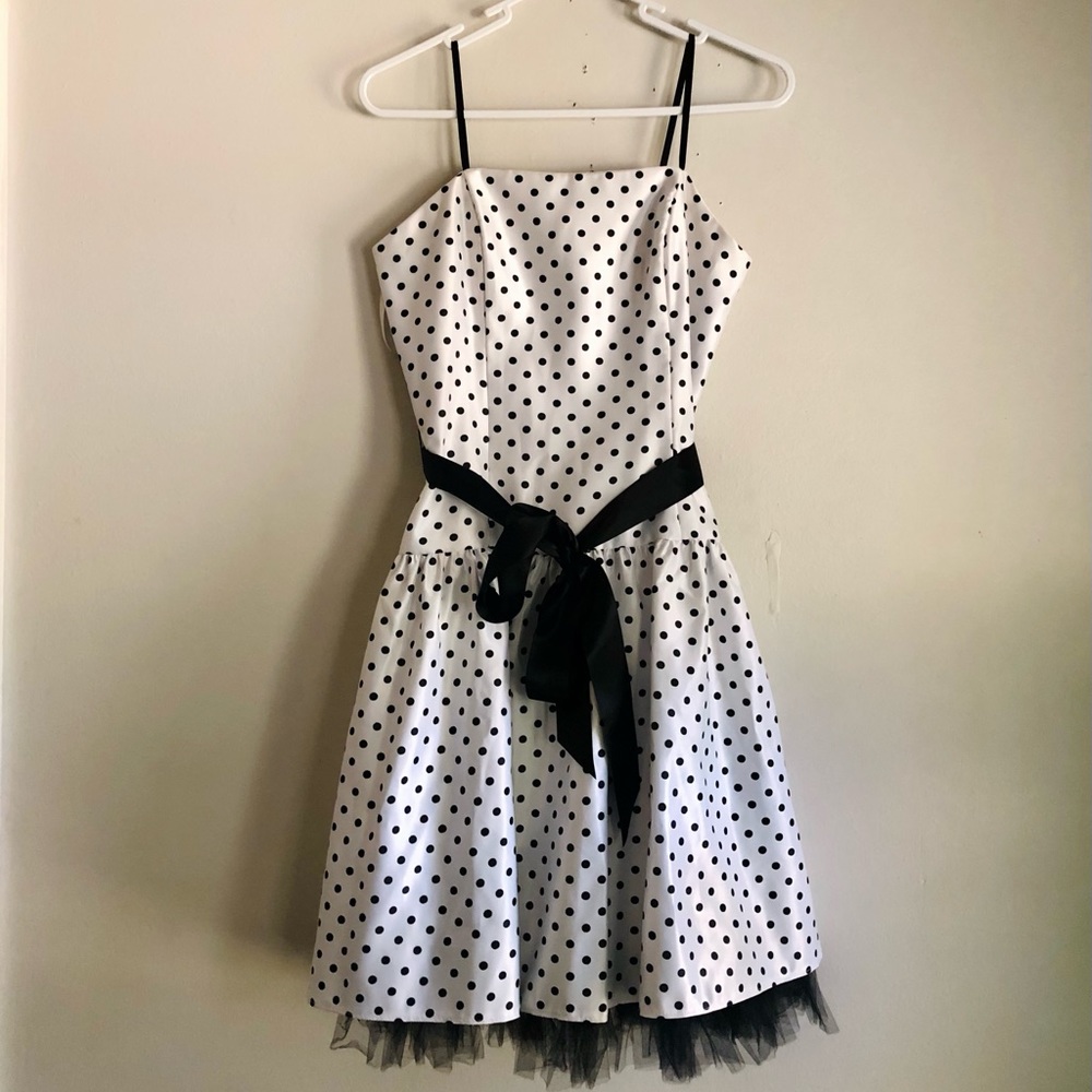 Vintage Jessica McClintock for Gunne Sax Polka Dot Mini Dress - Picture 1 of 9
